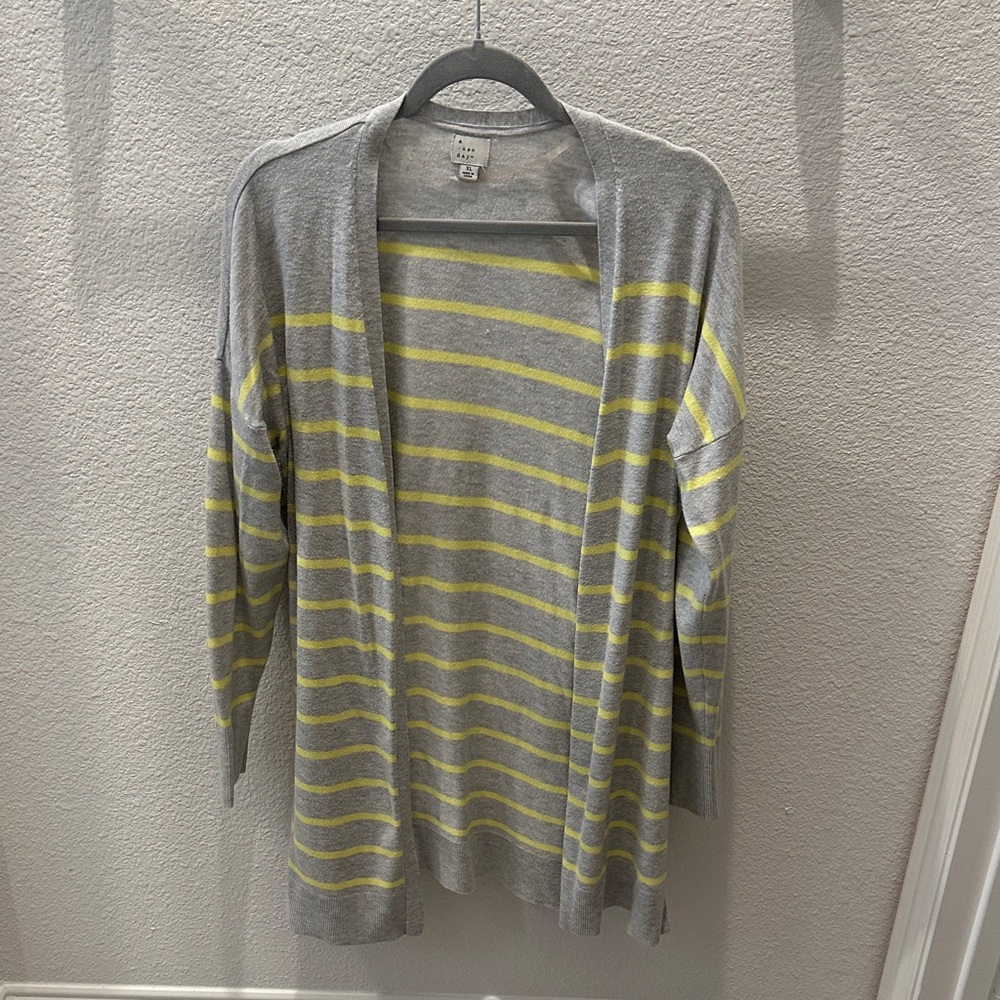 a new day Gray and Yellow Striped Cardigan
